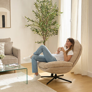 Fotoliu rotativ Atmosphera Stelan, Chenille, Bej