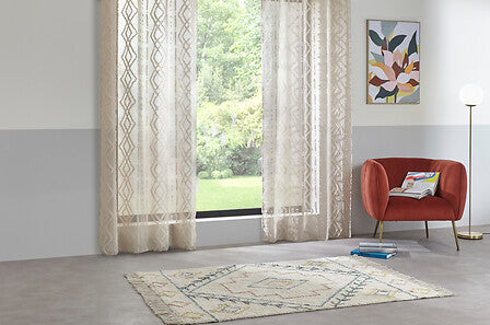 Sama jacquard sheer curtains 140 x 240 cm linen-coloured
