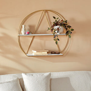 Raft de perete Atmosphera Maddy, MDF și metal, auriu, 80x70 cm