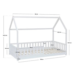 Pat pentru copii Montessori Atmosphera Bosco, 90x190 cm, MDF, Alb
