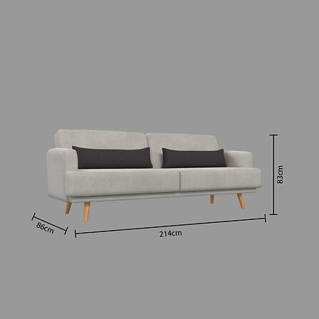 Canapea extensibilă cu trei locuri Atmosphera Jack, Gri deschis, 214x86x83 cm