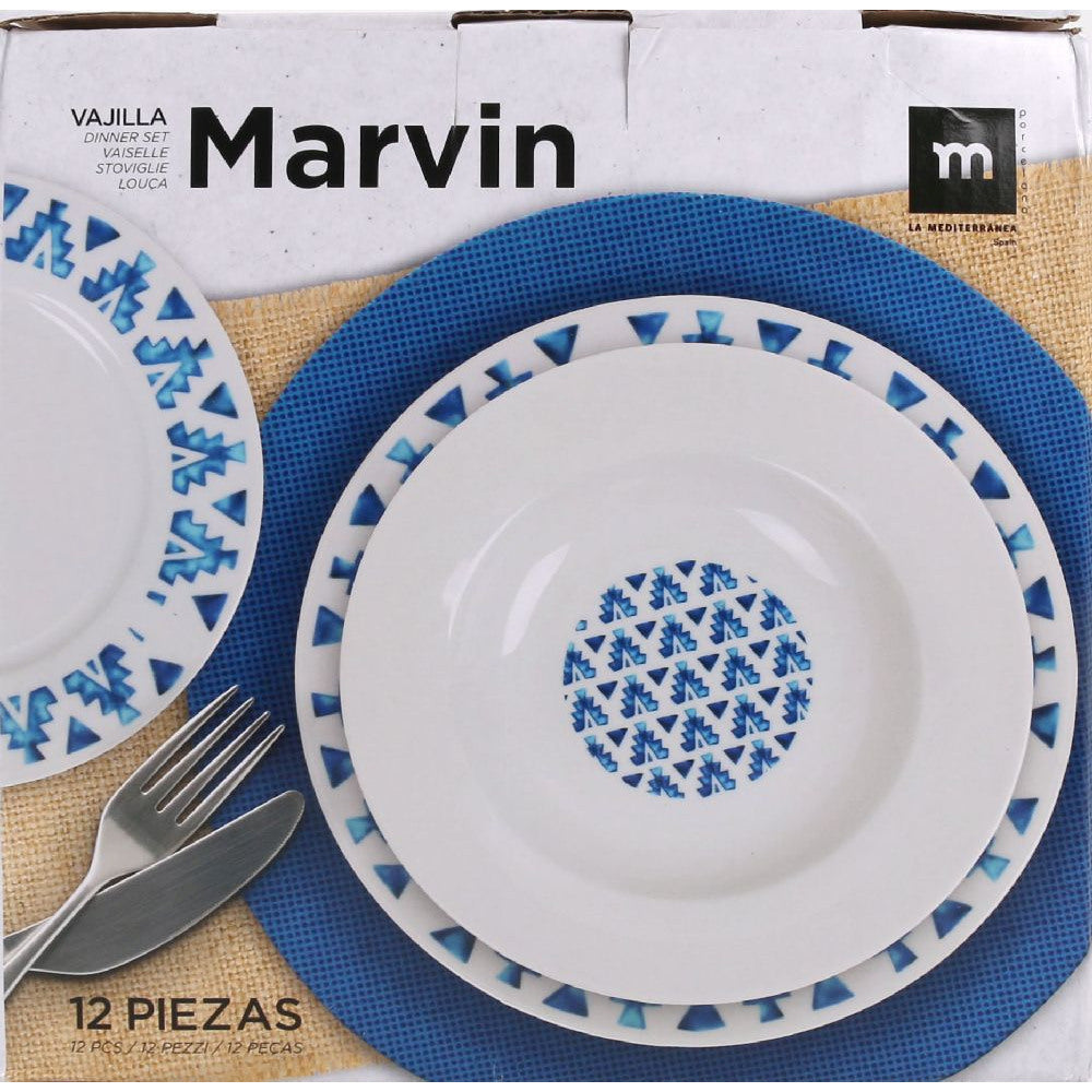 Set de masă LA MEDITERRANEA Marvin, 12 piese, porțelan