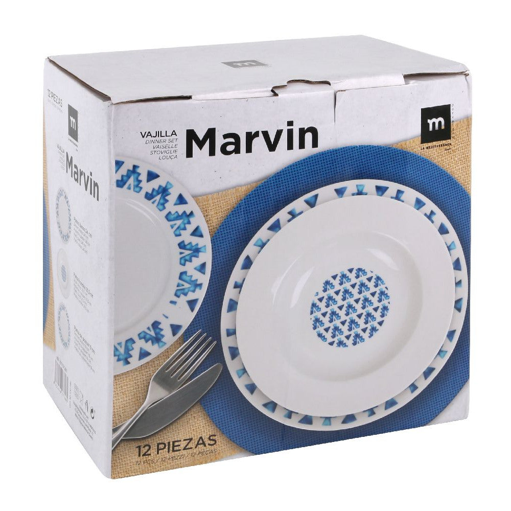 Set de masă LA MEDITERRANEA Marvin, 12 piese, porțelan