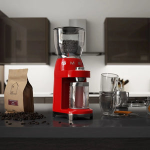 Râșniță de cafea Smeg CGF01RDEU, 150 W, 130 g, Roșu