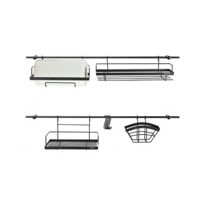 Organizator de bucătărie de perete KingHoff 1498, tip șină, 16 piese, oțel, negru