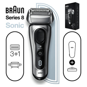 Aparat de ras electric Braun Series 8 8417S Wet&amp;Dry, AutoSense, cu lame oscilante, SensoFlex, negru
