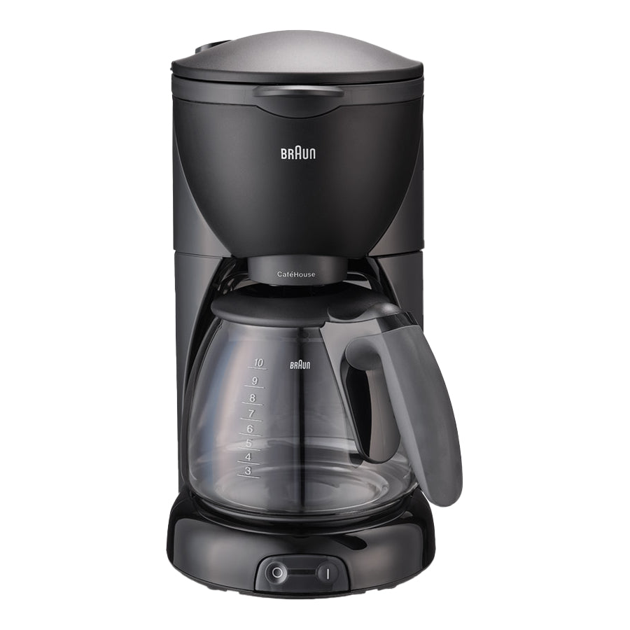 Espressor Braun CafeHouse Pure Aroma Plus KF560, 1100 W, Carafă din sticlă, Capacitate 1,25 l, 10 cești, Sistem de filtrare Pure Aqua cu filtru Brita, Negru