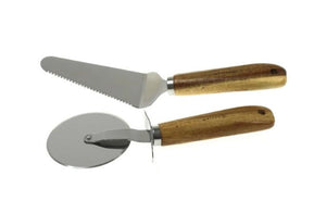 Set de tacâmuri pentru pizza KingHoff 93570, oțel inoxidabil/lemn de salcâm