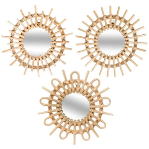 Set oglinzi Atmosphera Aida, 28cm, 3 buc, ratan