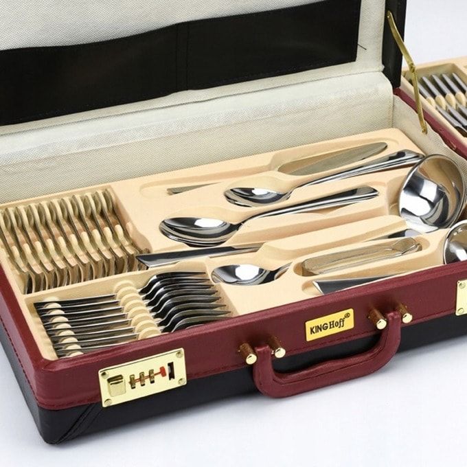 Set de tacâmuri și servire KingHoff, inox, 72 piese