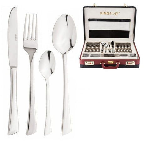 Set de tacâmuri și servire KingHoff, inox, 72 piese
