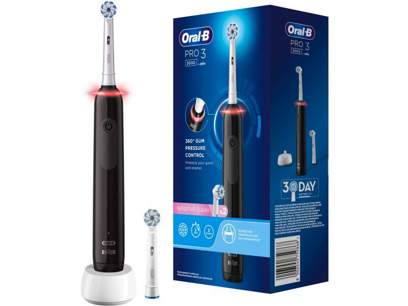 Periuță de dinți electrică Oral-B, Pro 3 3000 Sensitive Clean, alb-negru
