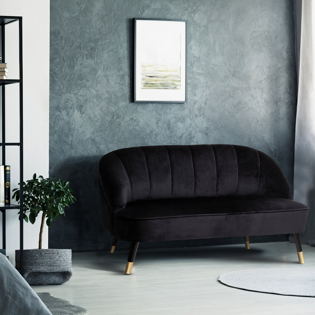 Canapea Atmosphera Naova cu două locuri, Velur, 126x71x72 cm