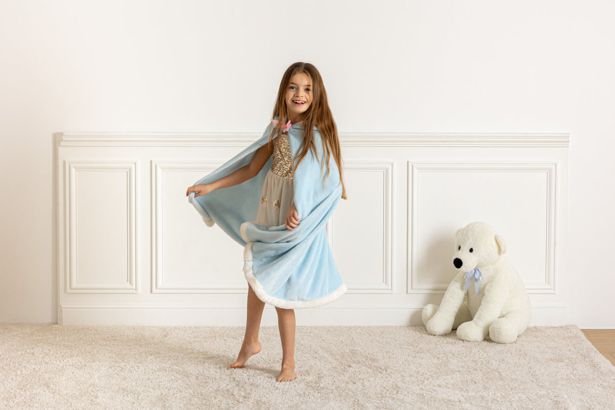 Pătură pentru copii cu glugă Atmosphere Princess, Albastră