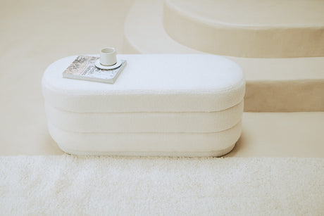 Bancă Atmosphera Sinan, Boucle, Alb, 100x40 cm