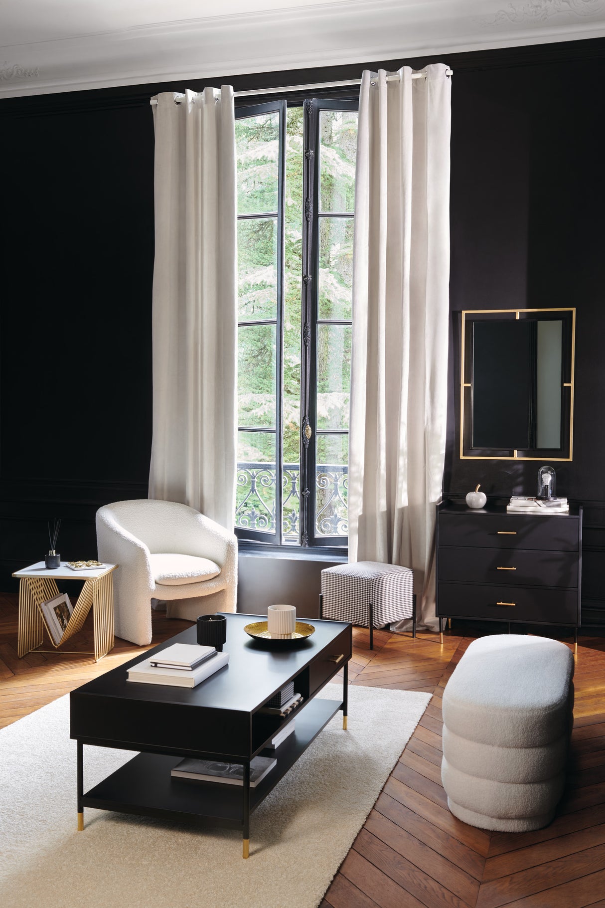 Bancă Atmosphera Sinan, Boucle, Alb, 100x40 cm