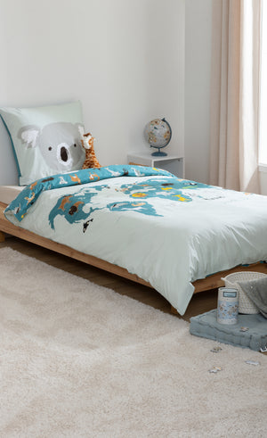 Lenjerie de pat reversibilă pentru copii Atmosphera World, 140x200 cm, bumbac