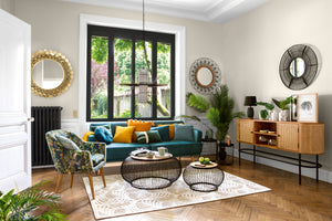 Canapea extensibilă cu trei locuri Atmosphera Jack, Velur, Turcoaz, 214x86x83 cm