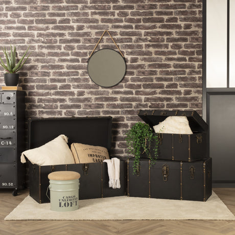 Set de cutii de depozitare Atmosphera Flower, 3 buc, L.61/71/81 cm, Maro