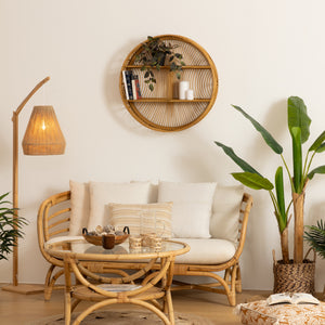 Raft de perete Atmosphere Inacio, Bambus, Ø70 cm