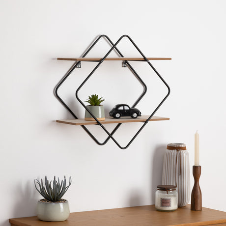 Raft de perete Atmosphera Nena, Metal și MDF, 48x18x48 cm