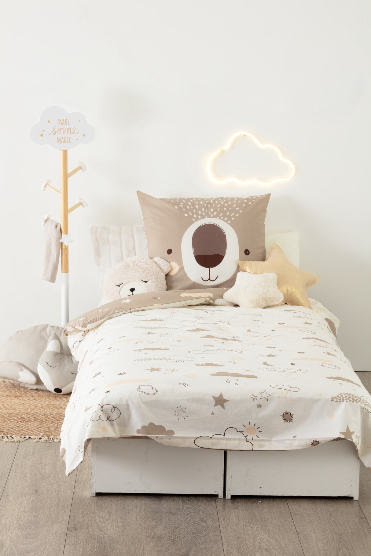 Lenjerie de pat reversibilă pentru copii Atmosphera Bear, 140x200 cm, bumbac