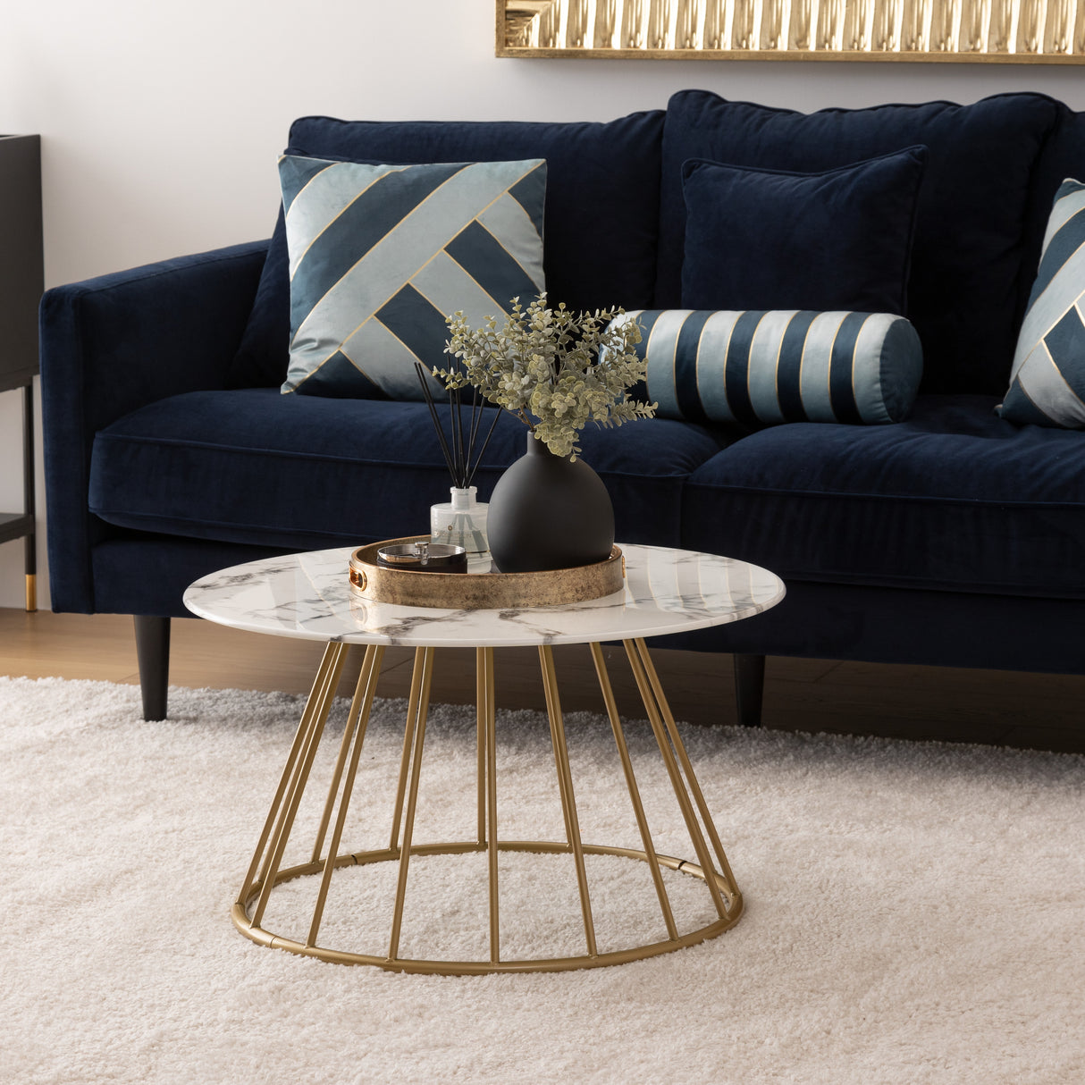 Masă de cafea Atmosphera Rayo, 70x40 cm, efect de marmură