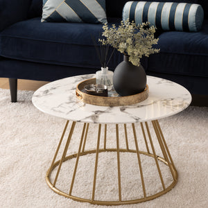 Masă de cafea Atmosphera Rayo, 70x40 cm, efect de marmură