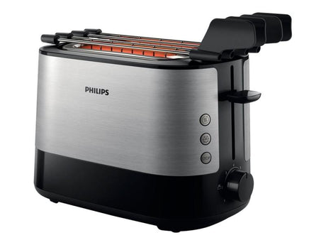 Prăjitor de pâine Philips Viva Collection HD2650/90, 950 W, 8 niveluri de prăjire, oțel inoxidabil, argintiu