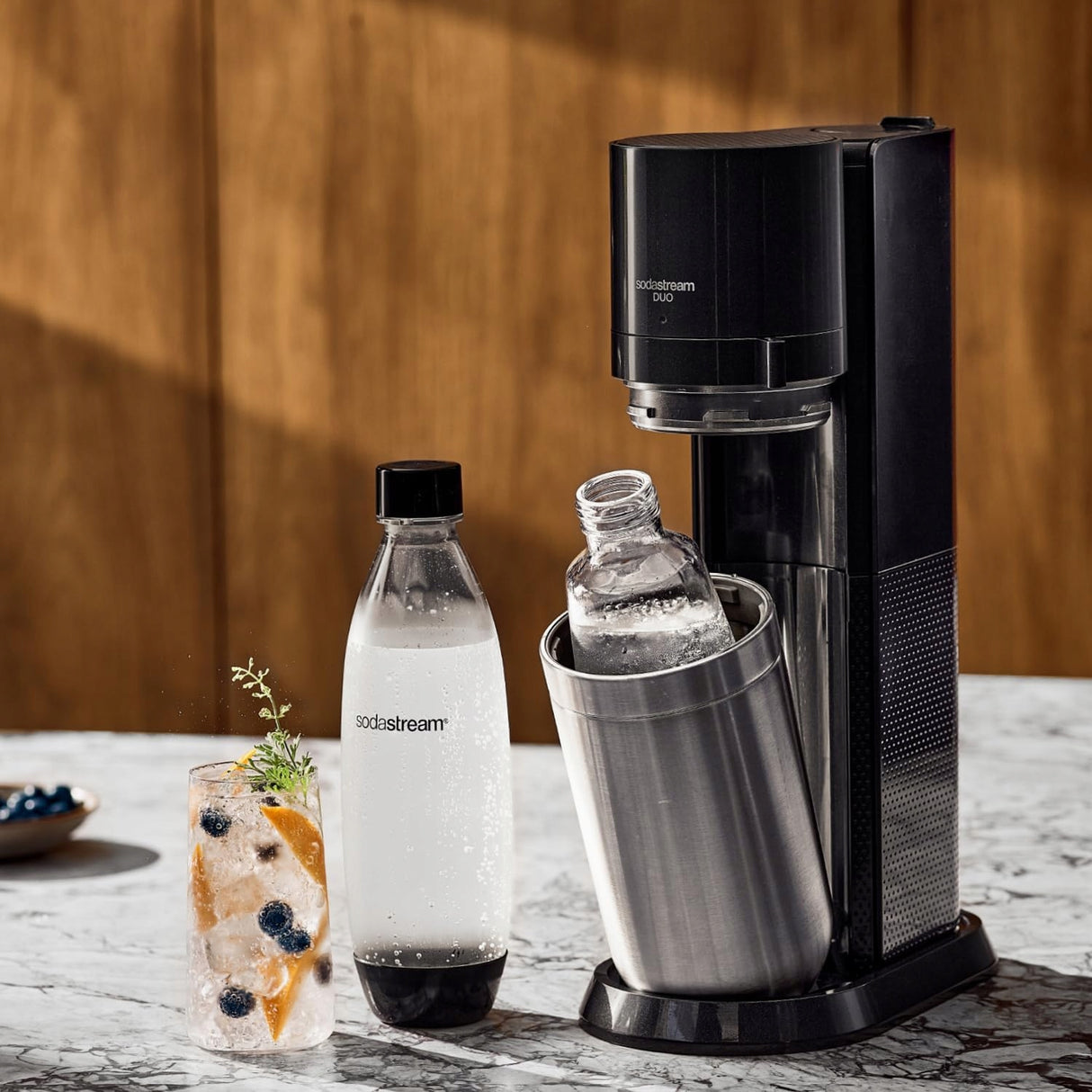 Aparat de făcut sifon SodaStream Duo Titan Standard, Oțel, fără butelie de CO₂, Negru