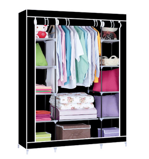 Dulap textil, Herzberg 8009, 12 rafturi, 150x45x75 cm, negru