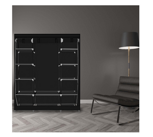 Dulap textil, Herzberg 8009, 12 rafturi, 150x45x75 cm, negru
