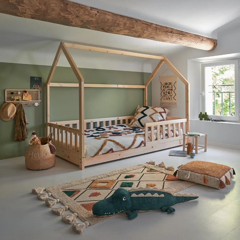 Pat pentru copii Montessori Atmosphere Bosco, 90x190 cm, MDF