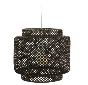 Lampă suspendată Atmosphera Liby, 40 cm, Negru, Bambus