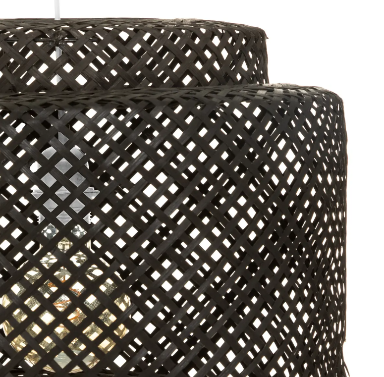 Lampă suspendată Atmosphera Liby, 40 cm, Negru, Bambus