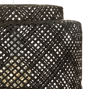 Lampă suspendată Atmosphera Liby, 40 cm, Negru, Bambus