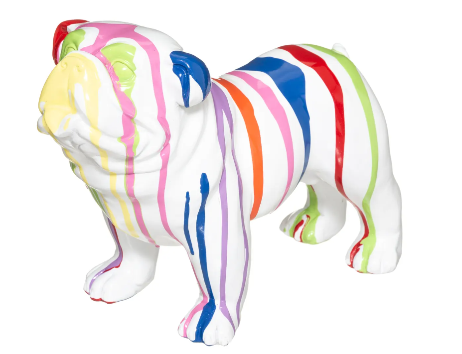 Statuie Atmosphera Bulldog, 19 cm, rășină albă