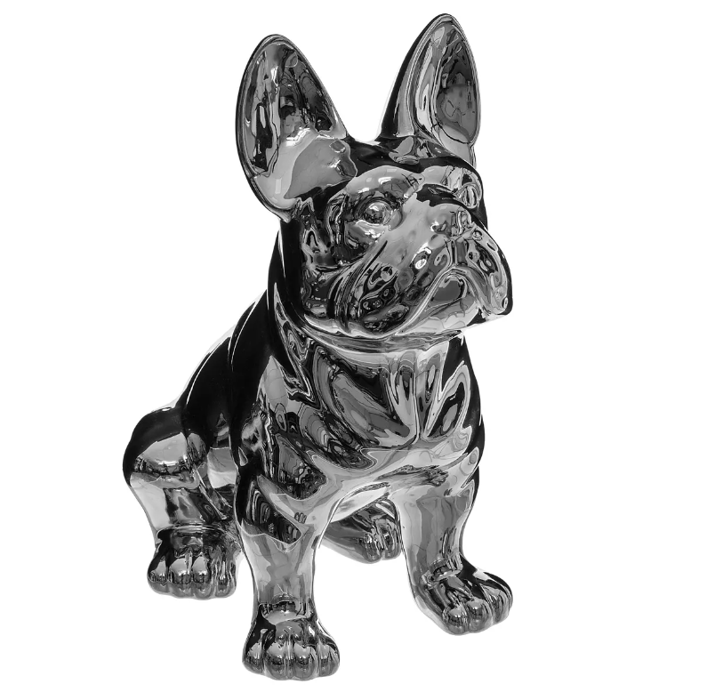 Figură decorativă atmosferă Eden, ceramică argintie, 22 cm