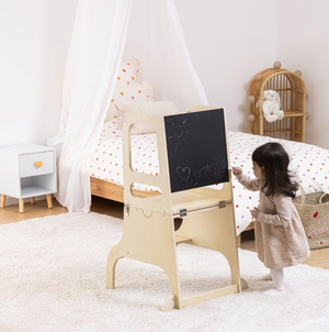 Masă-turn educațională Montessori 3 în 1 Atmosphera Alba, Lemn