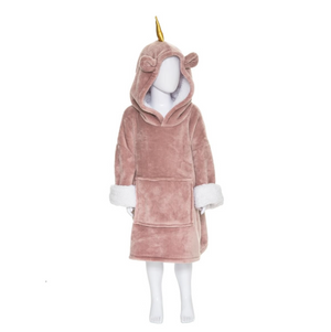 Pătură pentru copii cu glugă Atmosphera Unicorn, Roz