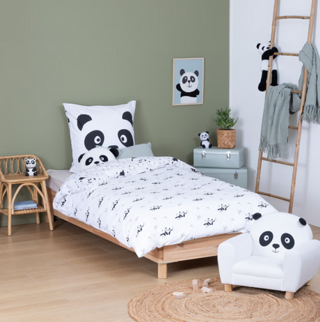 Lenjerie de pat reversibilă pentru copii Atmosphera Panda, 140x200 cm, bumbac