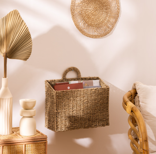 Coș decorativ suspendat Atmosphera Cora 40cm, paie