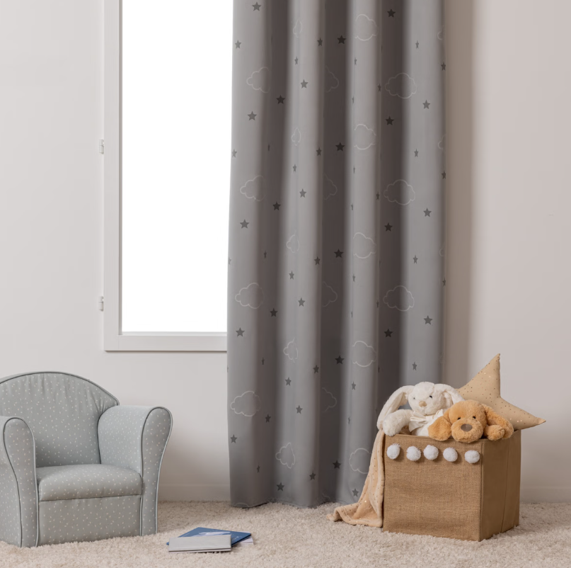Perdea opacă luminoasă pentru copii Atmosphera Cloud Glow, 140x250, Gri