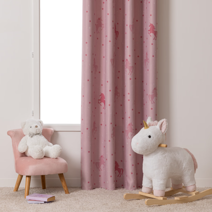 Perdea opacă luminoasă pentru copii Atmosphera Unicorn Glow, 140x250, roz