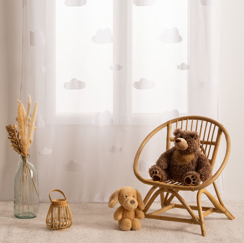 Perdea transparentă pentru copii Atmosphera Cloud, 140x240 cm, Alb