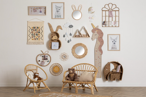 Oglindă pentru copii Atmosphera Rabbit, Ratan, 37x24 cm