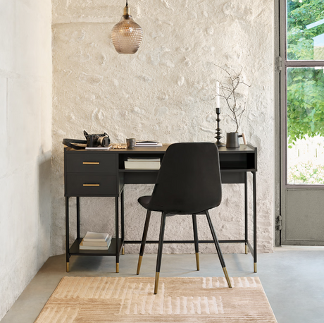 Birou Atmosphera Tedy, 2 sertare, MDF, Negru