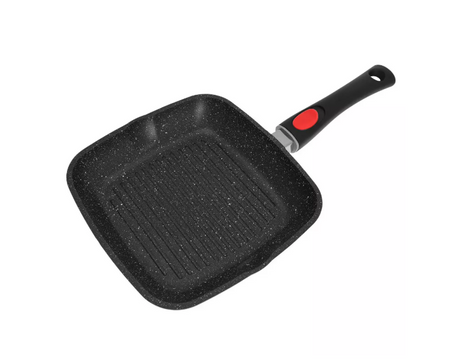 Tigaie grill KingHoff 1511, 28 cm, acoperire din marmură, capac și mâner detașabil 
