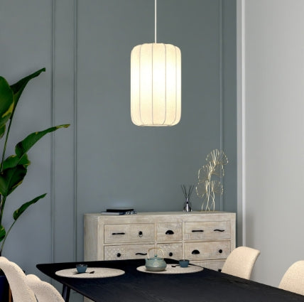 Lampă suspendată Atmosphera Tobie, 25 cm, bumbac alb