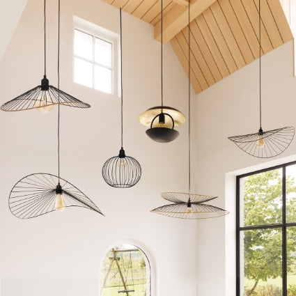 Lampă suspendată Atmosphera Adelia, 58 cm, metal negru